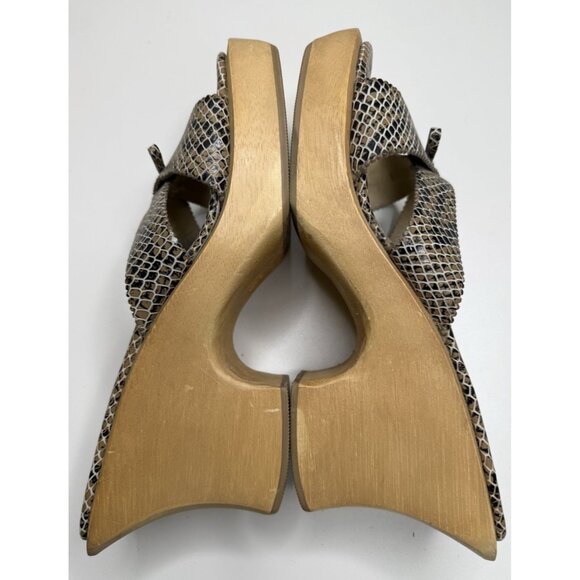 Steve Madden Caesar Snake Print Wooden Slide Size 10 - Picture 5 of 12